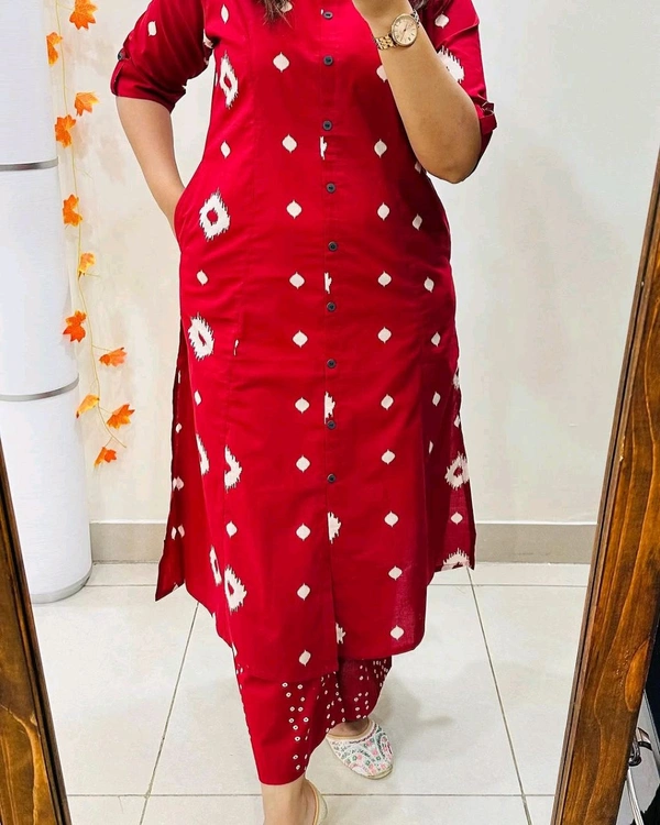 SF5 5613  Premium Floral Fine cotton kurti Palazza set*
 - Red, M-38