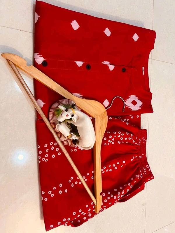 SF5 5613  Premium Floral Fine cotton kurti Palazza set*
 - Red, M-38