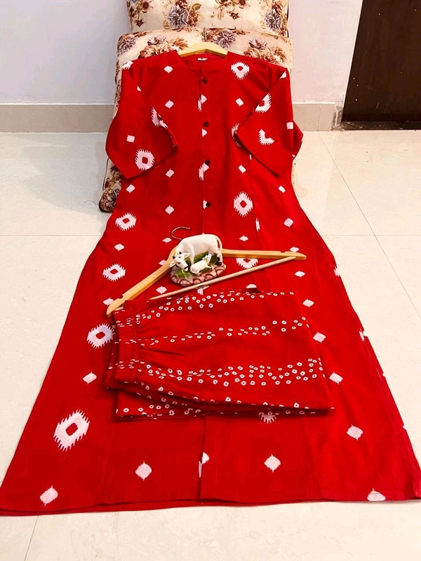 SF5 5613  Premium Floral Fine cotton kurti Palazza set*
 - Red, L-40