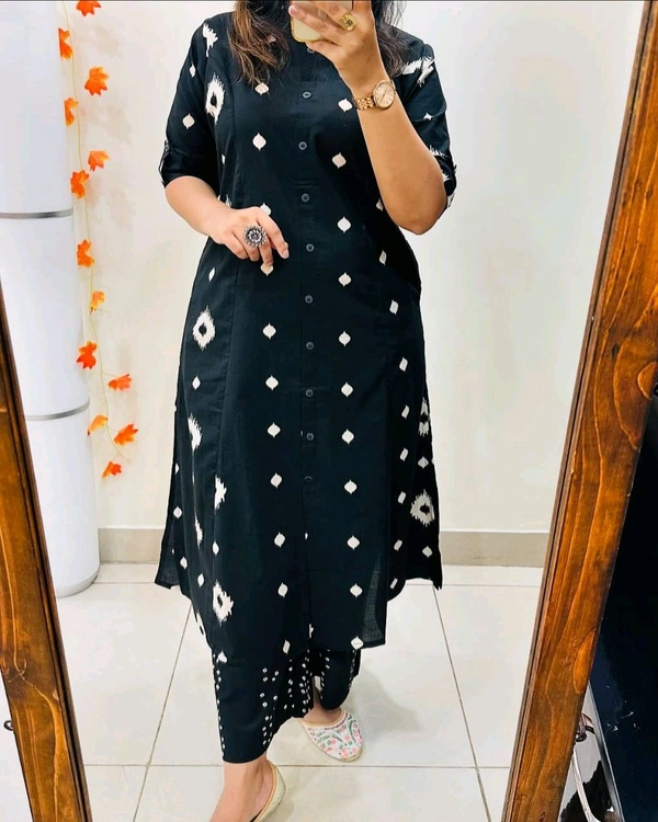SF5 5613  Premium Floral Fine cotton kurti Palazza set*
 - Black, M-38