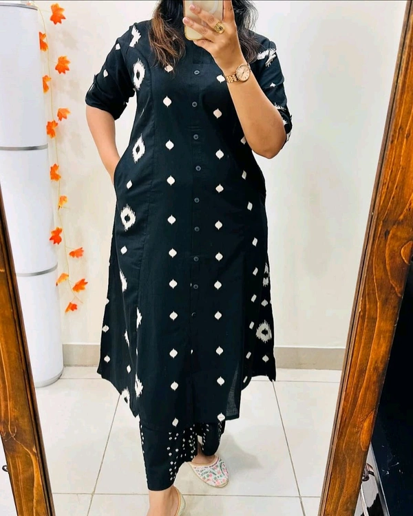 SF5 5613  Premium Floral Fine cotton kurti Palazza set*
 - Black, XL-42