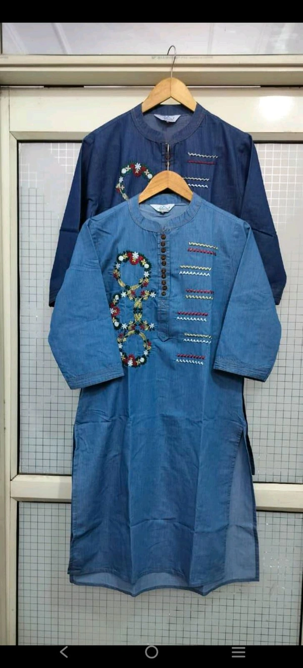KD18  5617. *LONG EMBROIDERED DENIM kurti*DENIM  
 - XL-42