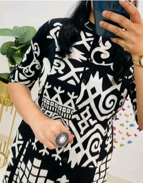 SF5 5620 *Newest Jaipur print _aline cord -set 
Design Kurti with side pocket*

 - Black, XL-42