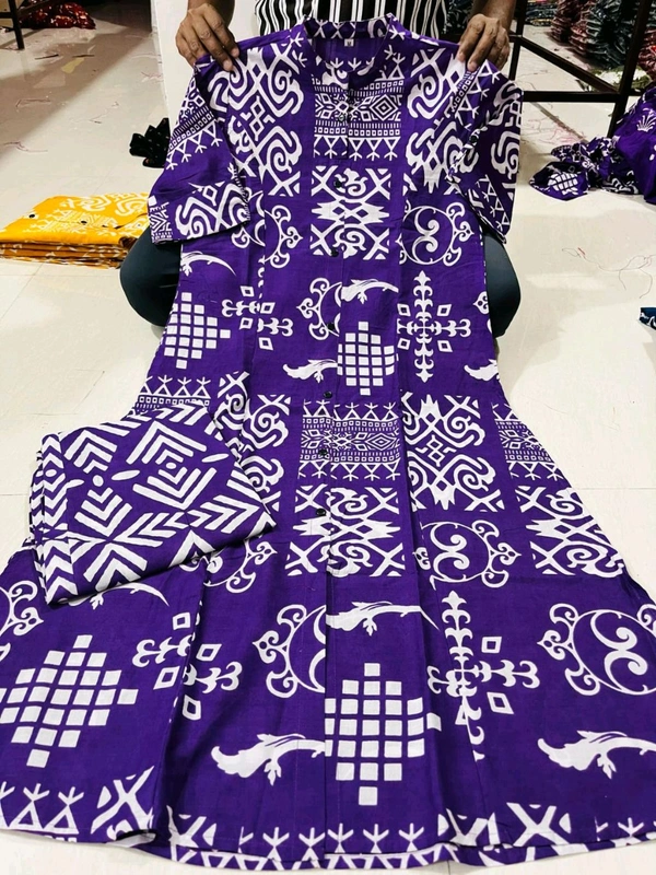 SF5 5620 *Newest Jaipur print _aline cord -set 
Design Kurti with side pocket*

 - Purple, 2XL-44