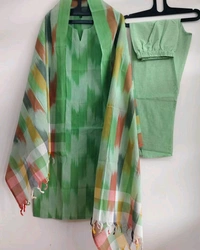 LCJ 5623 Pure fine South cotton Pant Kurta  handloom cotton dupatta - Green, XL-42