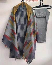 LCJ 5623 Pure fine South cotton Pant Kurta  handloom cotton dupatta - Gray, L-40
