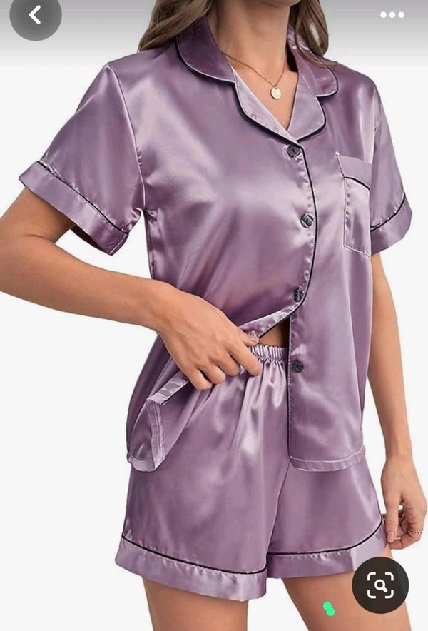 KD18  5624 *Sartin night suit*satin*fabric 
 - Gray, XL-42