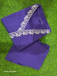 LCJ 5619 Designer Cotton* With Heavy thread Kurta pant Embroidery work side Pockets... - Purple, M-38