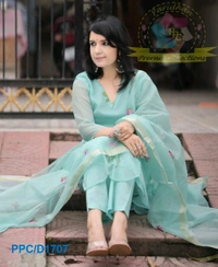 LCj 5620 * EMBROIDERED KOTA SET PURE SOFT COTTON  KOTA DORIYA KURTI KOTA DORIYA DUPATTA  - XL-42