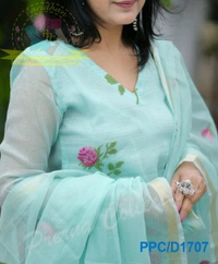 LCj 5620 * EMBROIDERED KOTA SET PURE SOFT COTTON  KOTA DORIYA KURTI KOTA DORIYA DUPATTA  - 3XL-46