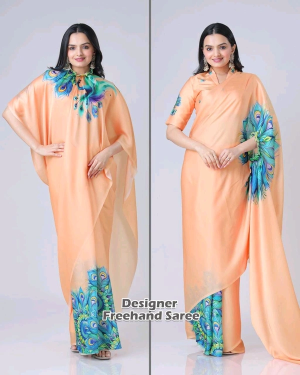 DSS 5627  One More Super Hit FreeHand Heavy Satin Silk Saree Design Launch*
  - Orange, 2XL-44