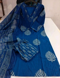 KDJ 5628 *Heavy Cotton*  Sequence Work Kurti with Hand work Pant 


 - Blue, 3XL-46