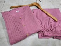 SF5 5631 Heavy Cotton With  embroidered  work Kurti Paired With Pant 
 - Pink, 2XL-44