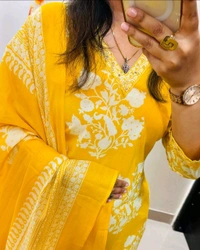 SF5 5632 Pure Heavy Cotton*kurti  Pant With Duptta 
 - 3XL-46