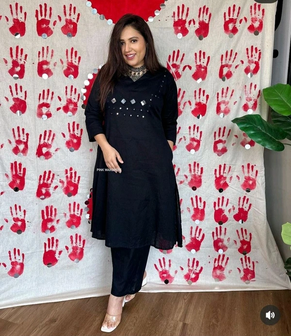SF5 5634   New cotton Party Wear Look New A-line kurta with palzaa a-line Hand Work  kurta with palzaa set
 - L-40