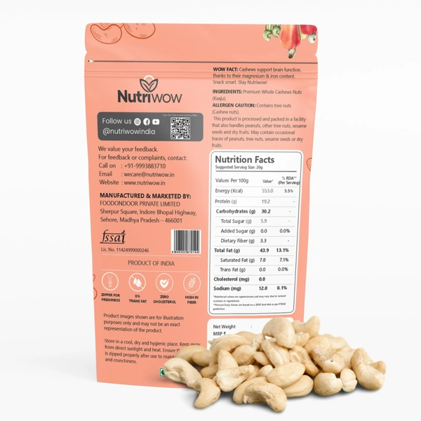 Nutriwow Premium Whole Cashews and Whole California Almonds | 400g (200g each) - 400g, Whole