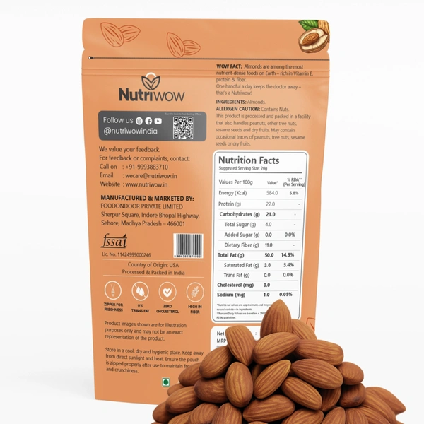 Nutriwow Premium Classic Roasted & Salted Almonds & Premium Whole Almonds | Badam | 400g (200g each) - 400g