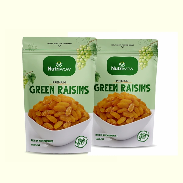 Nutriwow Premium Green Raisins | Kishmish | 1Kg (500g Pack of 2) - 1kg