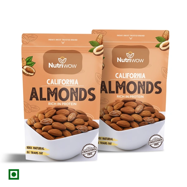 Nutriwow Premium Whole Almonds | Badam | 400g (200g Pack of 2) - 400g, Whole
