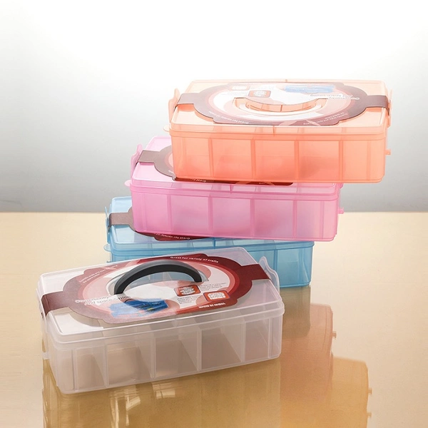 10 Grid Plastic Storage Organiser Box (Random Colour)