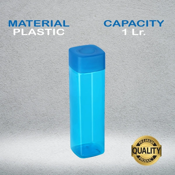 1000ml Square Shape Plastic Water Bottle With Square Cap(Pack Of 3 )