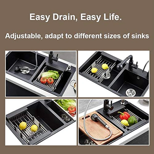 Adjustable Stainless Steel Drainer Basket Drain Tray
