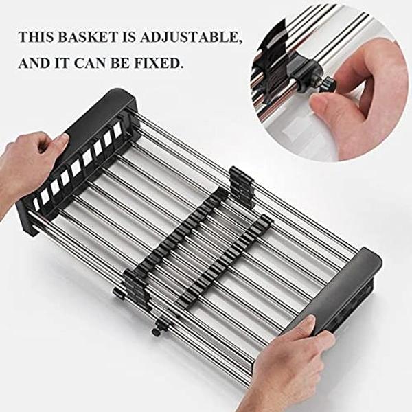Adjustable Stainless Steel Drainer Basket Drain Tray