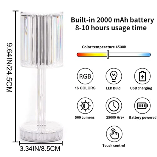Diamond Crystal Lamp 16 Color Changing RGB Touch+Remote Control (1pc)