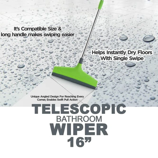 Ganesh Telescopic Bathroom Wiper 16 Inch (40 cm) with Steel Handle for Home and Office Floor Cleaning