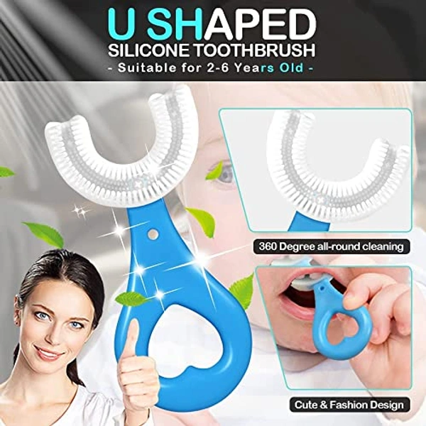 U Shaped Toothbrush for Kids, 2-6 Years Kids Baby Infant Toothbrush Food Grade (1pc)