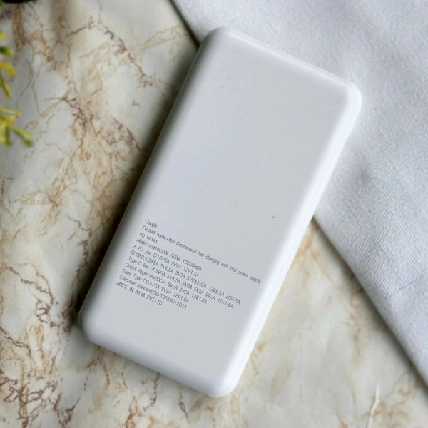 10000mAh Powerbank, Dual USB-A Outputs | Dual Input Ports | Lithium Polymer Power Bank | Plastic Casing, Lightweight