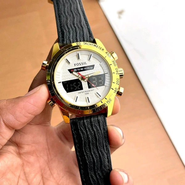 ANALOG AND DIGITAL BEST QUALITY QUARTZ MOVEMENT WATCH FOR MEN - Gold