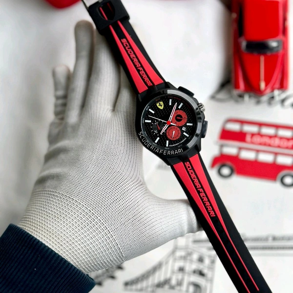 Analog Chronograph Top Quality Collection With High Quality Strap Best finishing Body & Case - Red