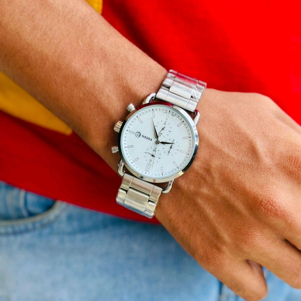 Analog Quartz Movement Watch With High Quality Strap Best finishing Body & Case - White