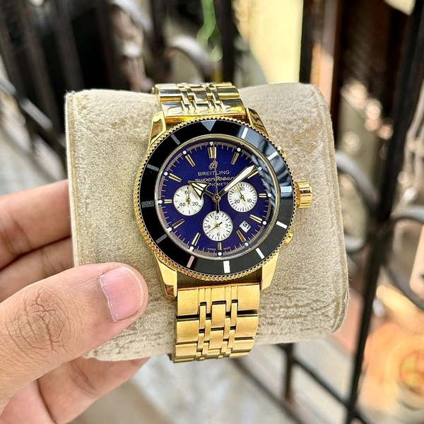 Analog Super Chronomat B01 44 Heavy Quality Stop Watch Battery Operated Chronograph Machinery Watch - Blue