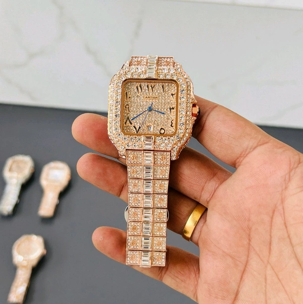 Analog Super Slim Daimond Studded Bezel And Chain High Quartz Movement Collection For Men - SRH1