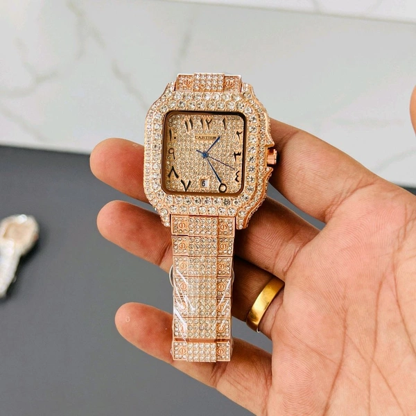 Analog Super Slim Daimond Studded Bezel And Chain High Quartz Movement Collection For Men - SRH2