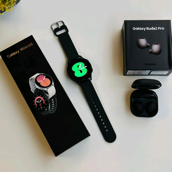 Budget Combo Offer, Galaxy Watch 6 And Galaxy Buds 2 Pro | Super Quality, Bluetooth Calling - Black