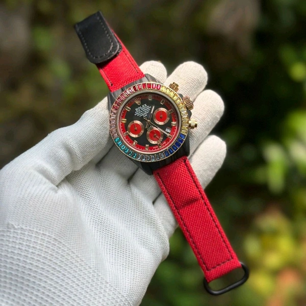 Daytona Chronograph Premium Collection With High Quality Strap Best finishing Body & Case - Red