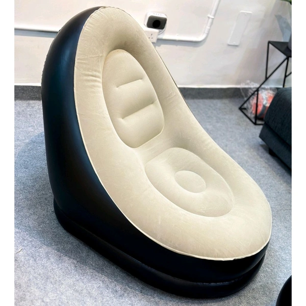 Filling Bean Bag 2 Set Portable Inflatable Lazy Sofa Bed Outdoor Beach Garden PVC 2 Seater Inflatable Sofa (Color - Brown, DIY)(Do-It-Yourself)