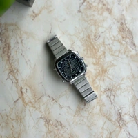 Fossil Retro Anadigital Analog-Digital Black Dial Men's Watch With High Quality Strap Best Finishing Body & Case - Silver