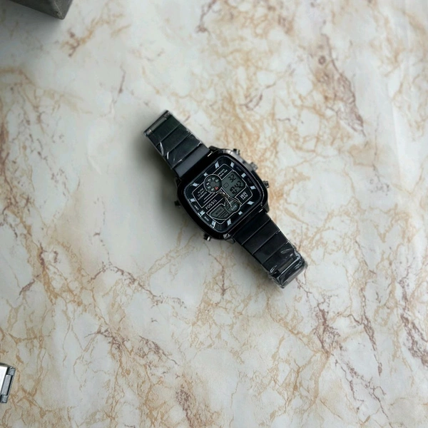 Fossil Retro Anadigital Analog-Digital Black Dial Men's Watch With High Quality Strap Best Finishing Body & Case - Black