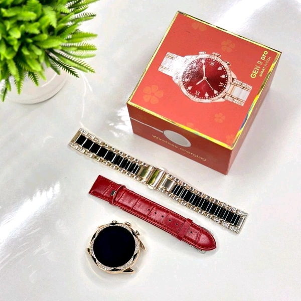 Generation 9 Pro 2024 Diamond Design With Dual Belts, One Silicon One Metal, Metallic Alloy Body With Amalgam Of Most - Black