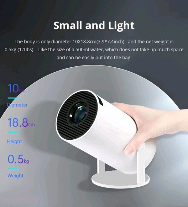 HD Android 11 Projector WiFi 6/BT 5.0 180° Rotation Auto Keystone (4500 Im /1 Speaker /Wireless / Remote Controller) Portable Projector (White)