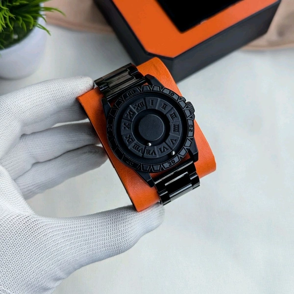 Luxury All-Black Zodiac-Inspired Rotating Metal Ball Dial Watch – Premium Stainless Steel Strap & Bold Design - Without Box