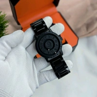 Luxury All-Black Zodiac-Inspired Rotating Metal Ball Dial Watch – Premium Stainless Steel Strap & Bold Design - Without Box