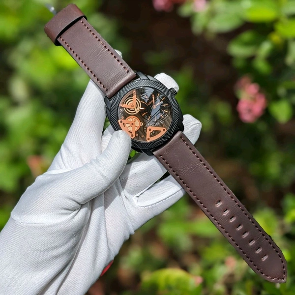 Machine Mid-Size Chronograph Brown Leather Belt With High Quality Strap Best Finishing Body & Case - SRFW1