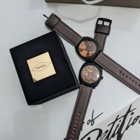 Machine Mid-Size Chronograph Brown Leather Belt With High Quality Strap Best Finishing Body & Case - SRFW1