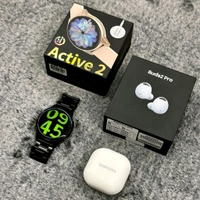 Most Awaited Budget Combo | Active 2 Amoled Display Smartwatch And Buds 2 Pro Best Quality Earphone - Black/White