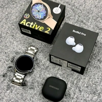 Most Awaited Budget Combo | Active 2 Amoled Display Smartwatch And Buds 2 Pro Best Quality Earphone - Silver/Black